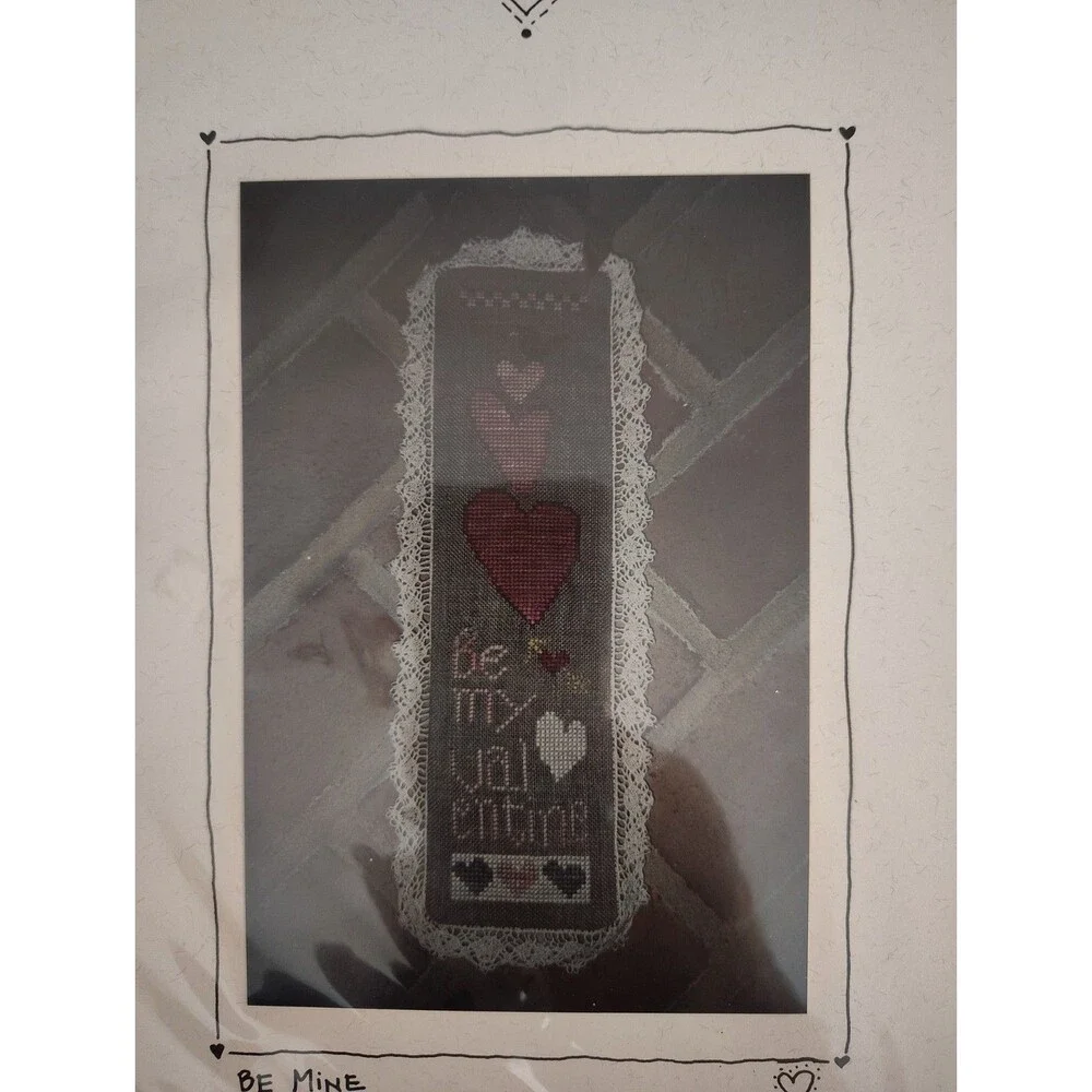 Fanci That Cross Stitch Pattern Be Mine Valentine Hearts Folk Art Chart 68 Vtg